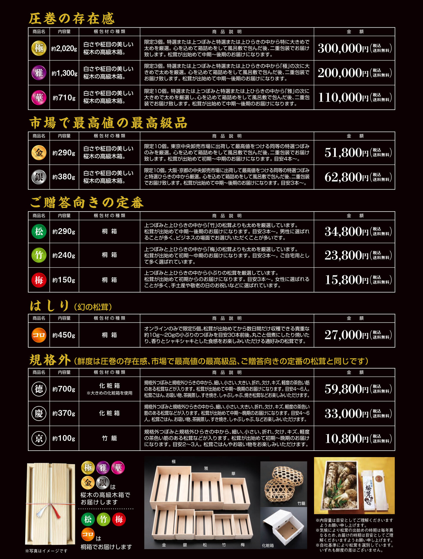2026年国産松茸のチラシ裏